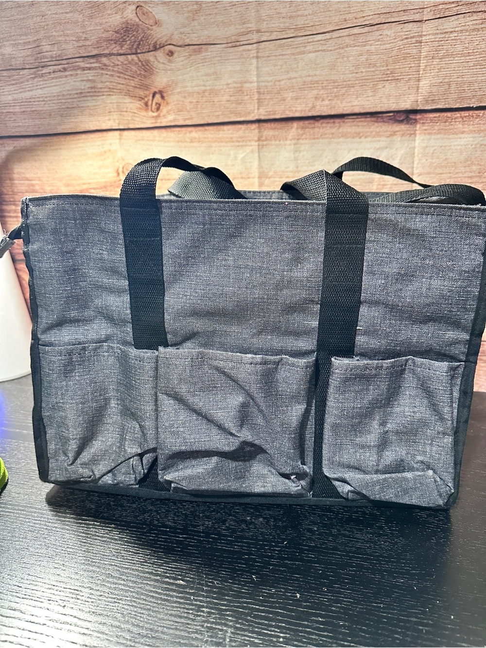 Thirty One Zip Top Organizing Tote in Black Crosshatch